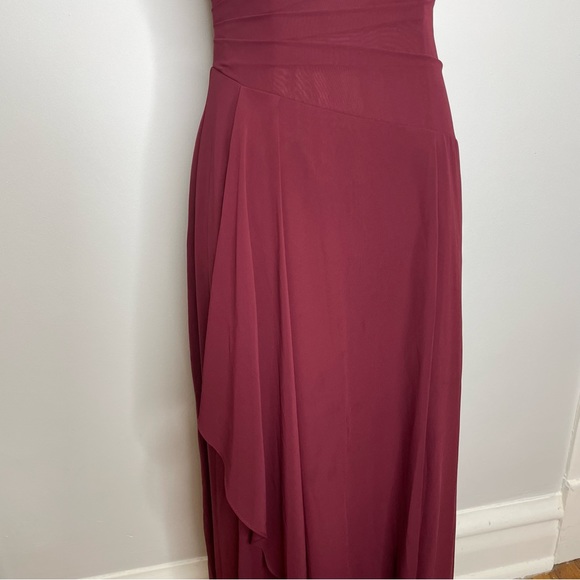 Azazie Floor Length Chiffon Kori Bridesmaid Dress in Cabernet Size 2 - Picture 7 of 10